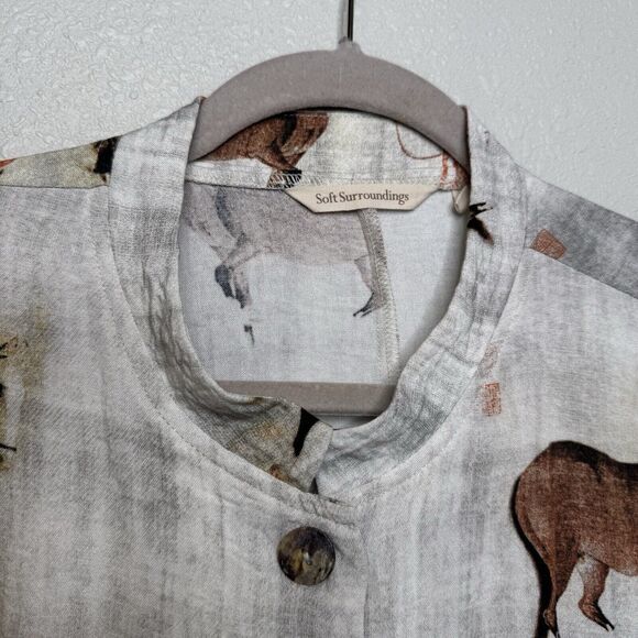 Soft Surroundings Song Dynasty Button Up Shirt Top Tunic Blouse Size Large - Picture 3 of 6